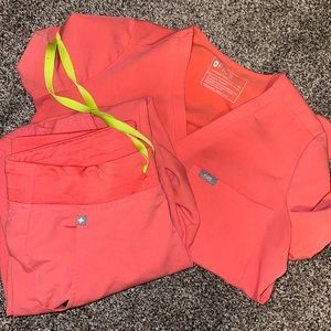 Hot pink coral FIGS scrubs